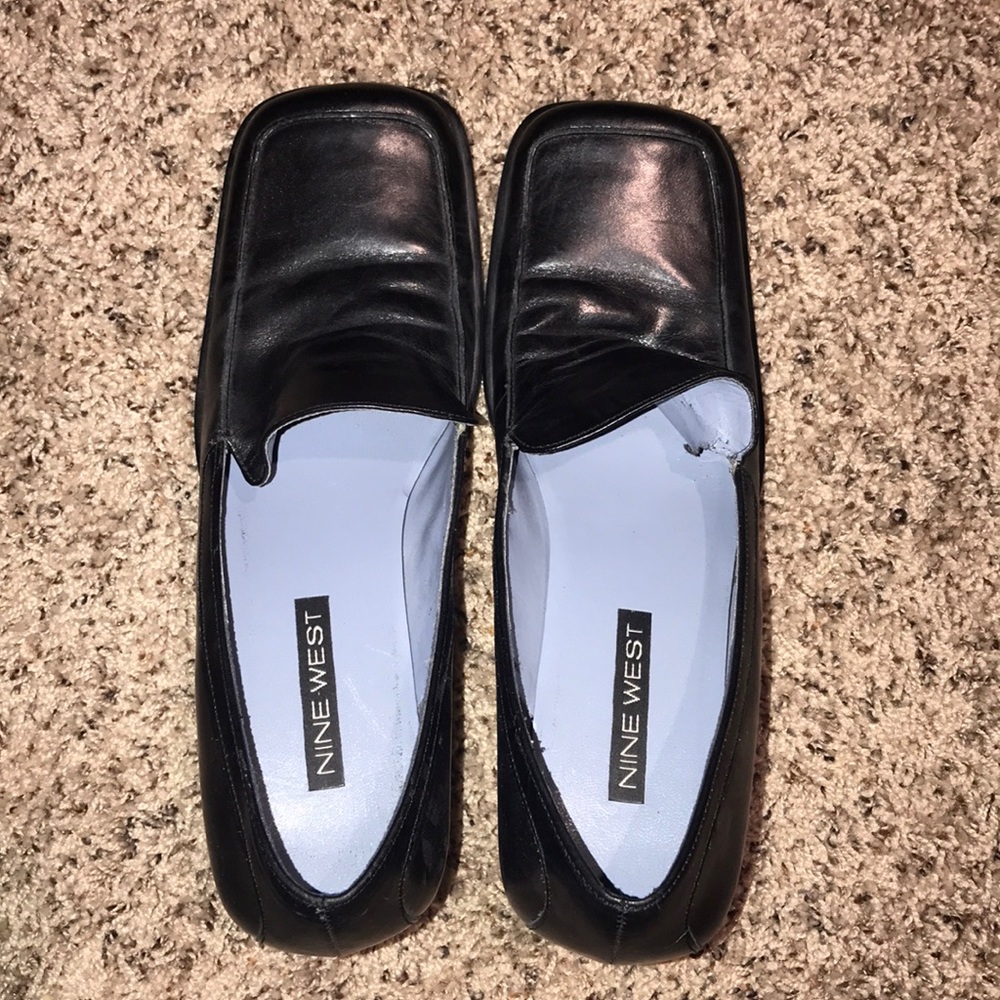 Nine West black leather heels